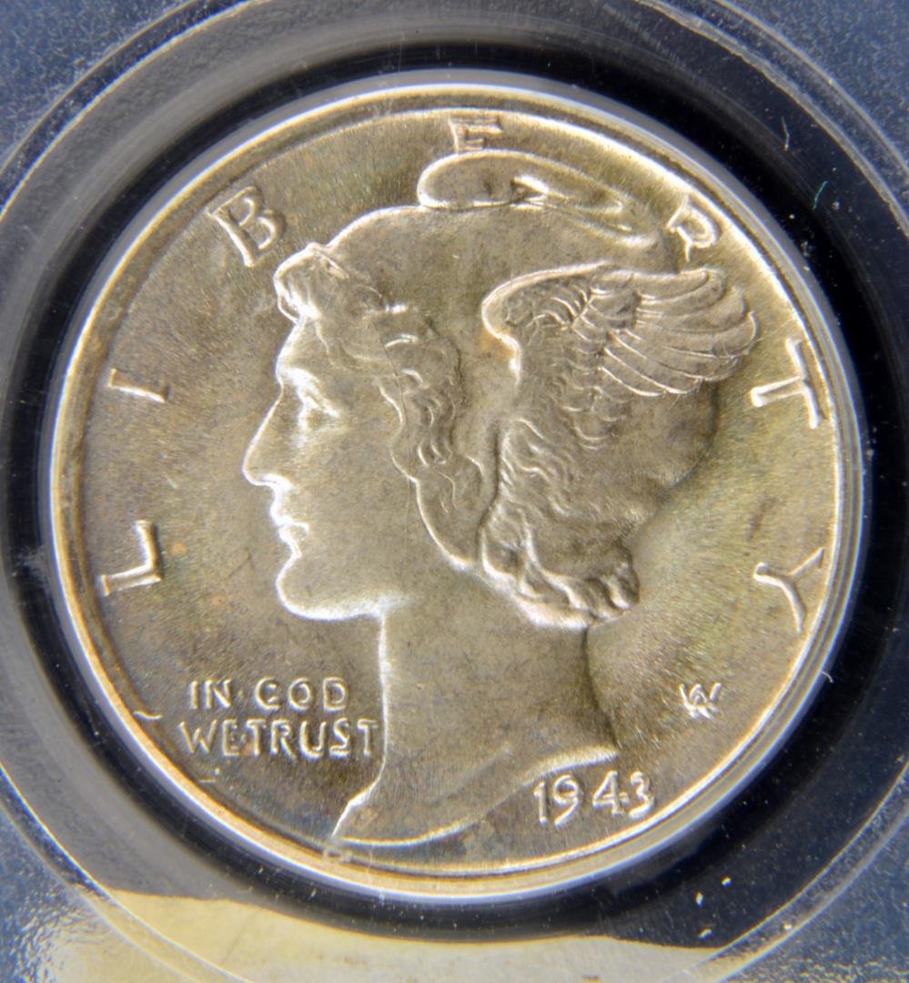 1943 D Mercury Dime PCGS MS 65 FB: 1943 D Mercury Dime PCGS MS 65 Full Bands