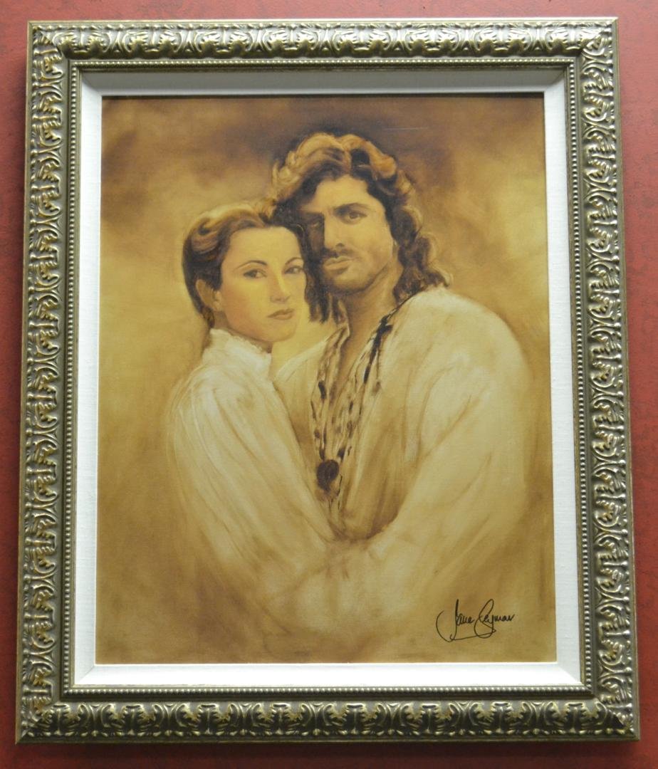 Framed Giclee Self Portrait by Jane Seymour: Framed Embellished Giclee Self Portrait by Jane Seymour, 24.5" x 30", Ltd. ed 144/150. Multiple Emmy & Golden Globe winner, recipient of the Order of the British Empire in 2000, Jane Seymour has prove