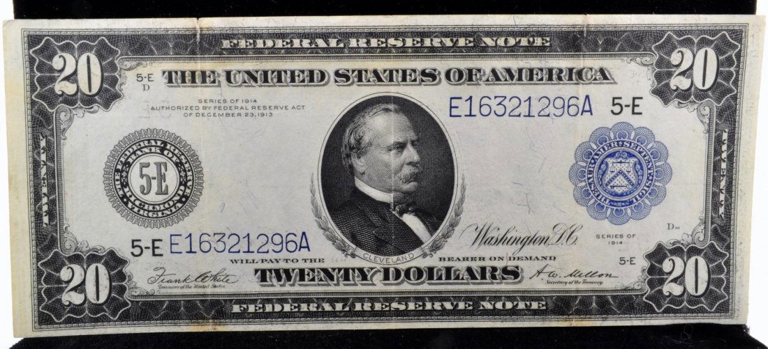 1914 Type A $20 Federal Reserve Large Note XF 45: 1914 Type A $20 Federal Reserve Large Note XF 45
