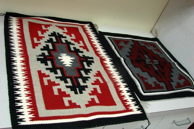 2 American Indian Navaho Sampler Rugs: 2 American Indian Sampler Rugs, probably Navaho, like new condition - 19" x 27" and 18" x 20".