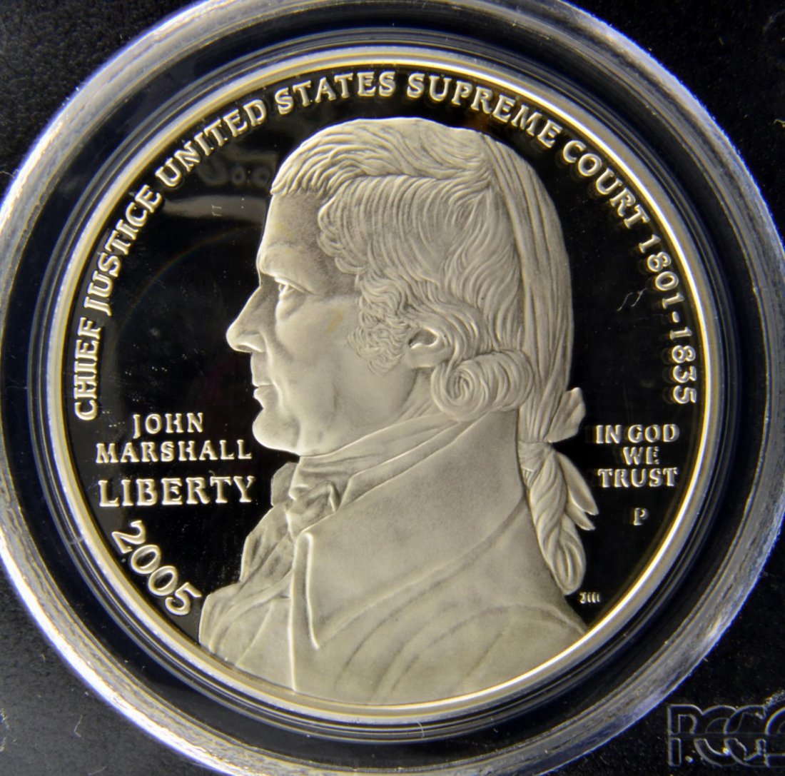 2005 P Marshall Silver Dollar PCGS PR 69 DCAM: 2005 P Chief Justice John Marshall Commemorative Silver Dollar PCGS Proof 69 Deep Cameo