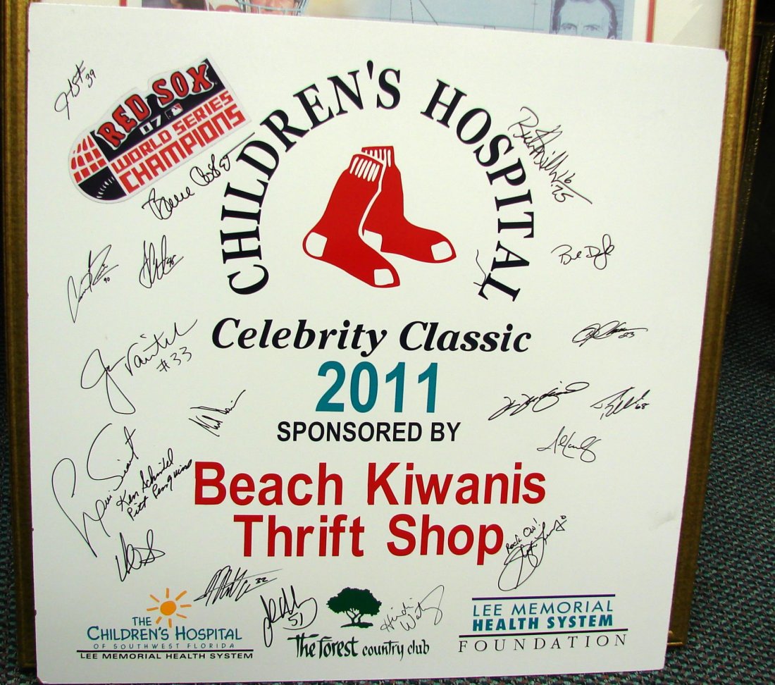2001 Boston Red Sox Charity Poster Signed: 2001 Boston Red Sox Charity Poster Signed; also signed by someone from Pittsburg Penguins; can't read signatures.