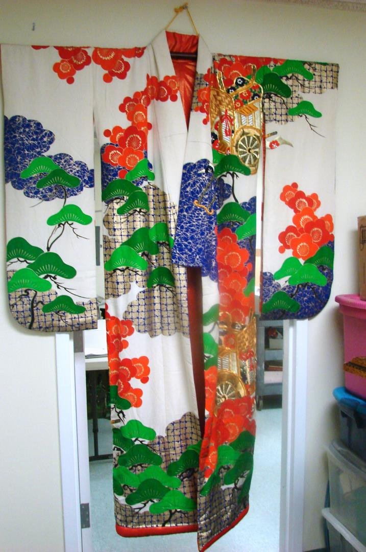 Japanese Silk Wedding Kimono Wall Hanging