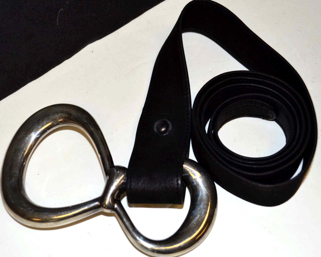 Elsa Peretti For Tiffany Sterling Belt: Sterling bow belt by Elsa Peretti for Tiffany & Co with black strap.