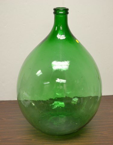 Demijohn Carboy Italian Antique large wine jug: Demijohn Carboy Italian Antique large blown glass wine jug green, Approx 24" tall and 16 1/2" at the widest point, inside diameter of the mouth is 2".