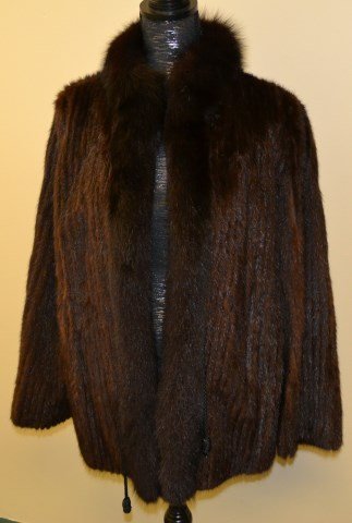 Mink fur coat from Hallmark Furs Saint Louis: Mink from Hallmark Furs Saint Louis, 29" top of collar to bottom of coat, approx 17" shoulder to shoulder, approx 26 1/2" from shoulder to cuff, approx 17' from under arm to cuff, approx 18" from unde