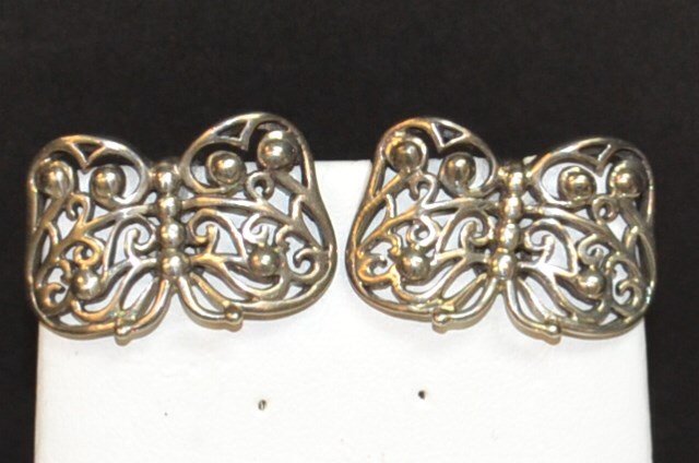 Sterling Kieselstein Cord Butterfly Earrings: Sterling Kieselstein Cord butterfly earrings,22mm in width for non pierced ears. Can easily be made pierced.