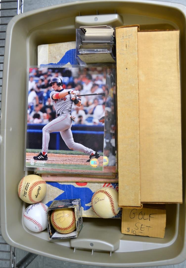 9,000 Sports Cards,10 Photos, & 4 Signed Baseballs: 5 Boxes with approximately 9,000 Sports Cards,10 Sports Photos, & 4 Signed Baseballs including Steve Carlton and Phil Niekro Signatures
