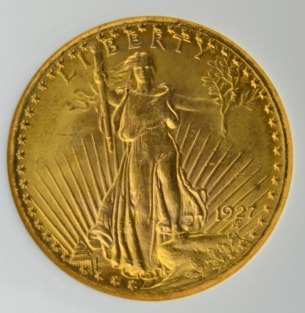 1927 $20 Saint Gaudens Gold Double Eagle NGC MS 63: 1927 $20 Saint Gaudens Gold Double Eagle NGC MS 63
