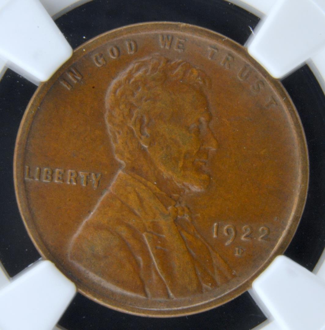 1922 D Lincoln Cent NGC AU 53 BN: 1922 D Lincoln Cent NGC AU 53 Brown