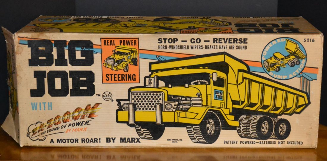 Vintage Marx Toys Big Job Dump Truck: Vintage Marx Toys Big Job Dump Truck Yellow Battery Operated, with the box