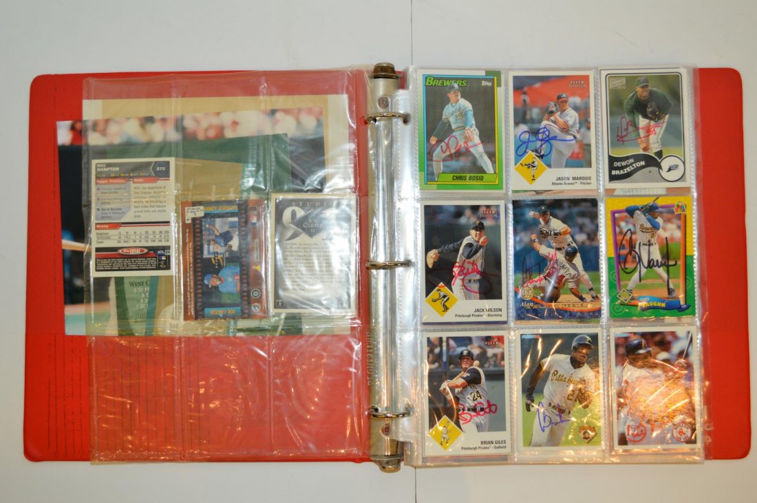 Lot Of Autographed Sports Memorabilia: Lot Of Autographed Sports Memorabilia. Mostly baseball cards, players include Chipper Jones, John Smoltz and Greg Vaughn, approximately 50 cards, also includes promo shots for Joe Morgan and Monte Irv