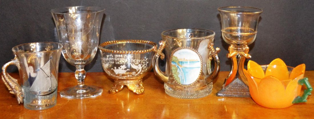 lot of vintage shriner glasses: lot of vintage shriner glasses. Glasses include 1904 Atlantic City, 1901 Los Angeles, 1905 Pittsburg, Syria Pittsburg, 1898 Ascalon Commandery, & 1900 Washington D.C.
