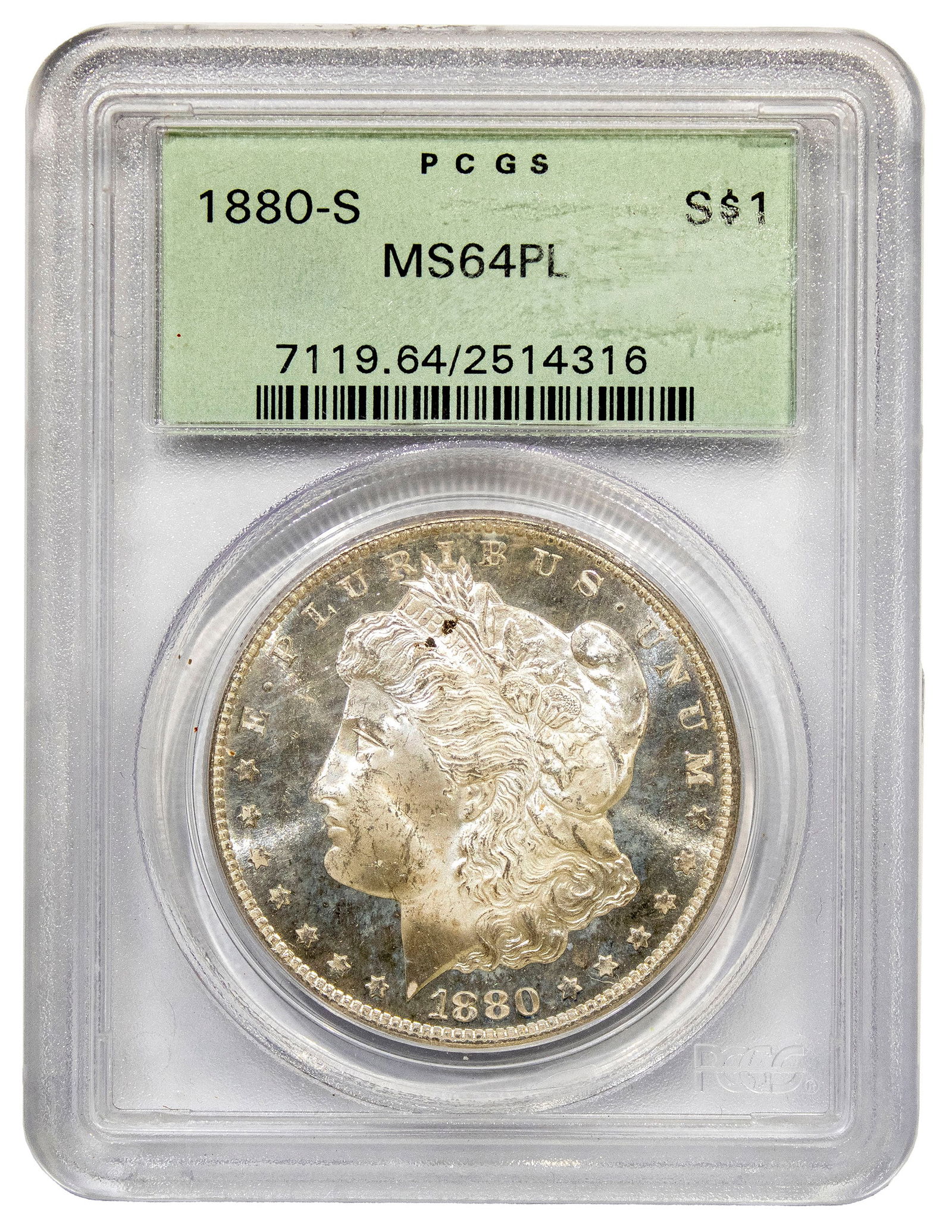 PCGS MS-64 PL 1880-S Morgan Dollar (1 of 2)