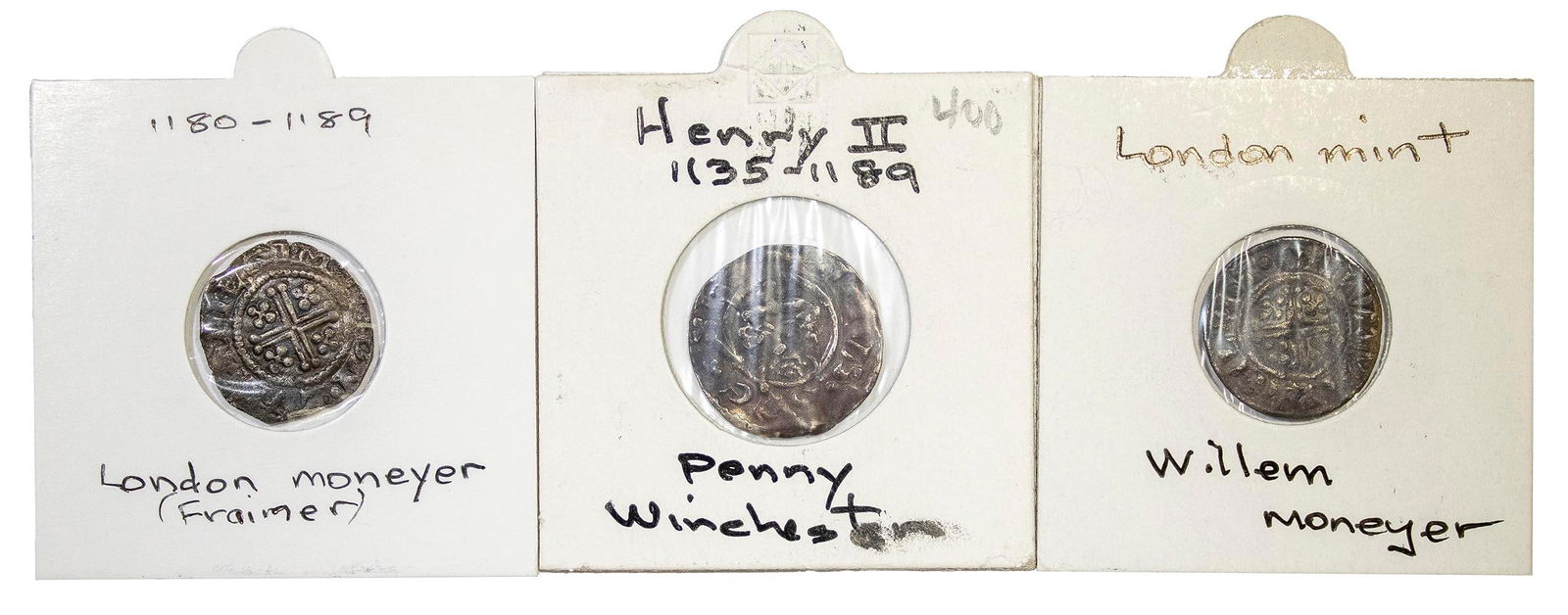 England. VF Hammered Silver Penny Threesome (1 of 4)