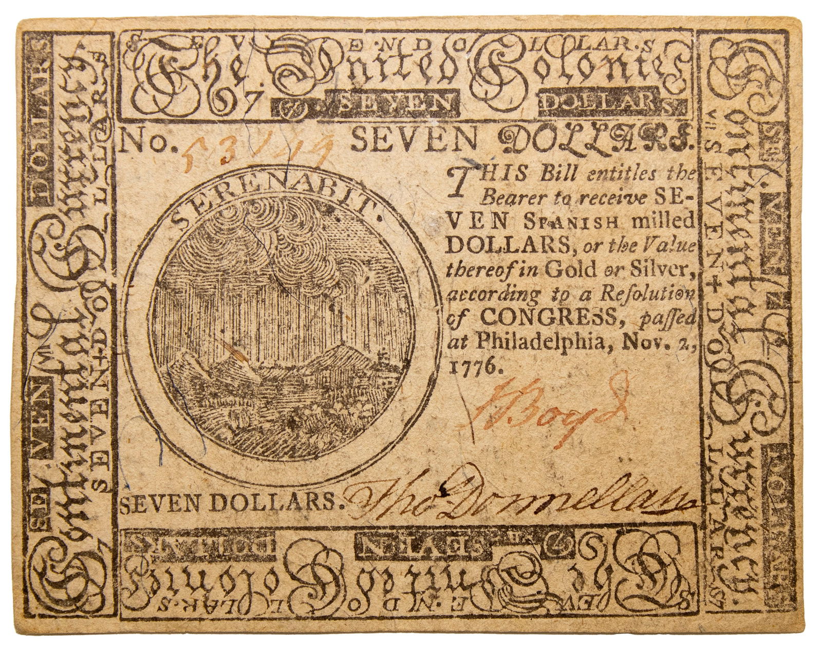 1776 $7 Continental Currency (1 of 2)