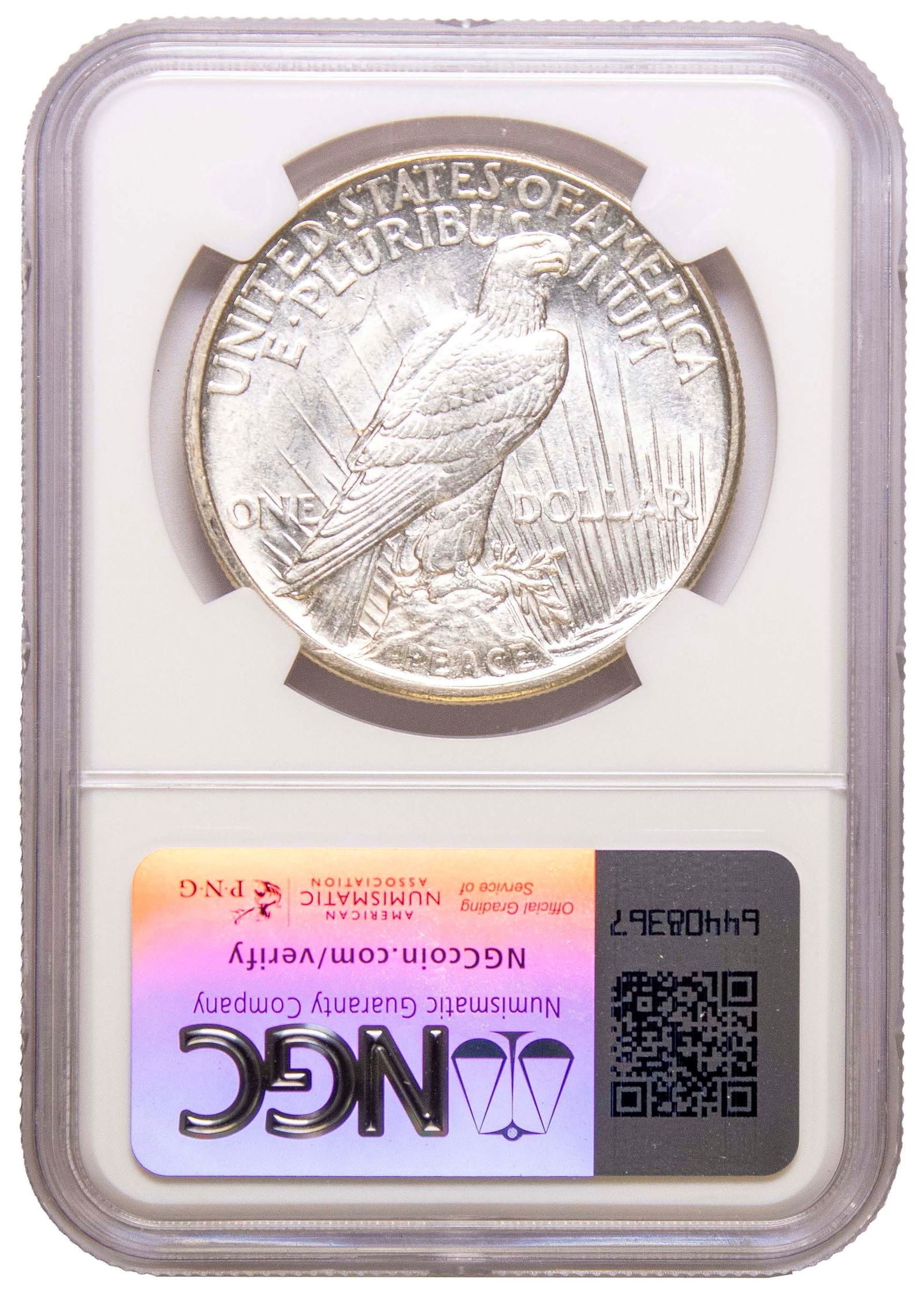 NGC MS-62 1880-CC 8/7 GSA Morgan Dollar: Vam 5. One of the top 100 Vam varieties. Brilliant and housed in its original NGC banded GSA holder.