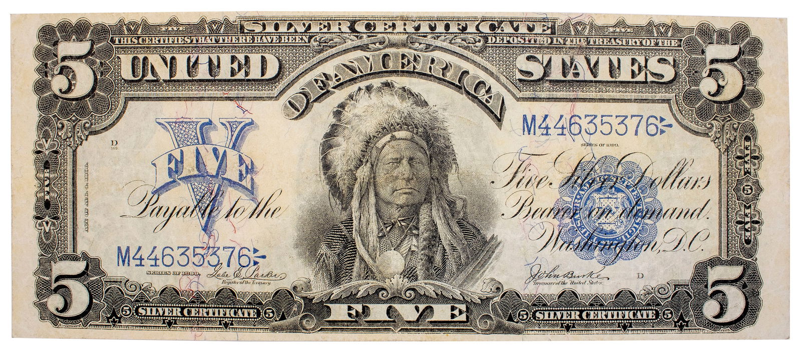 Fr.277. VF 1899 $5 Chief Silver Certificate (1 of 2)
