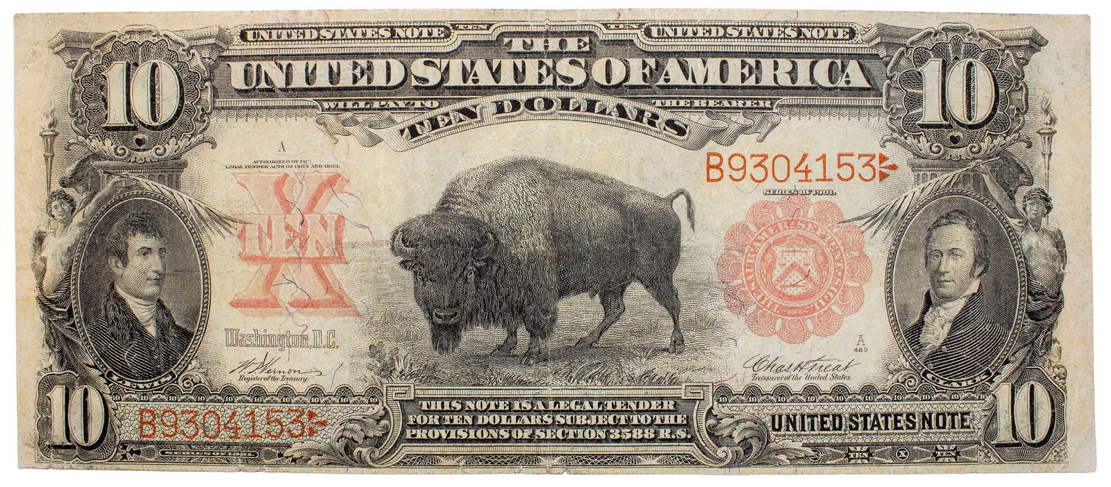 Fr.116. VF 1901 $10 Bison (1 of 2)