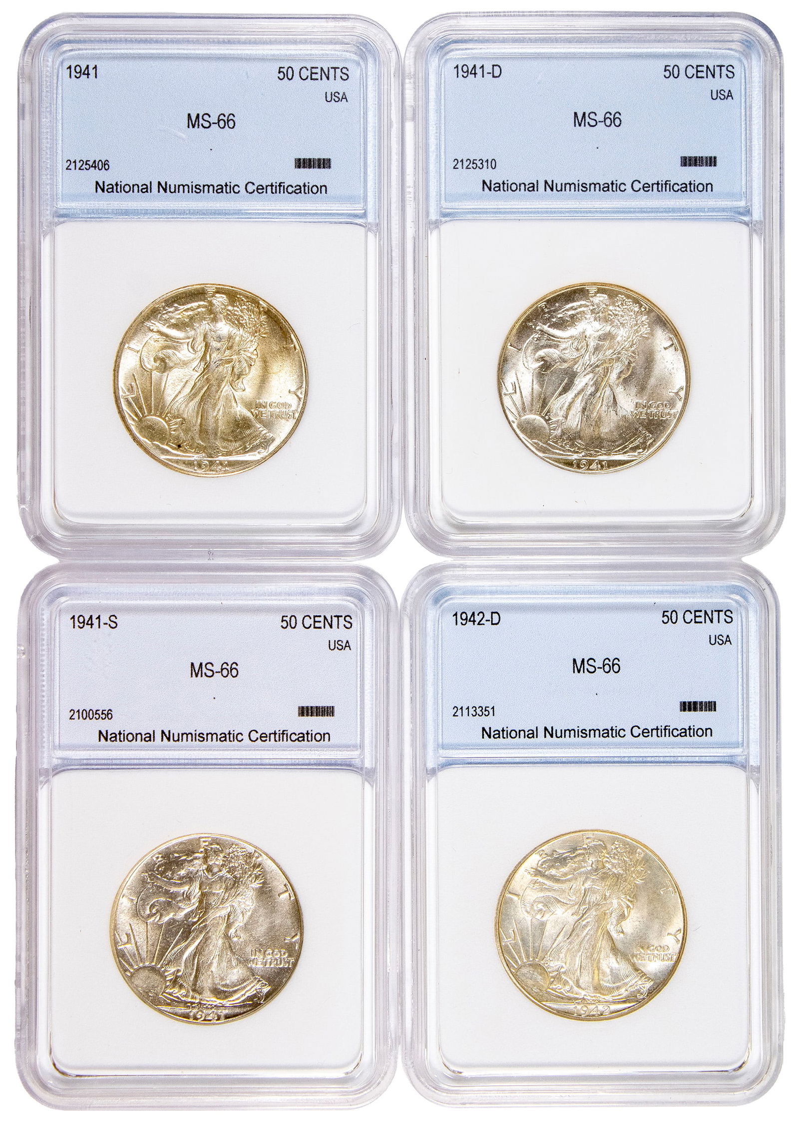 NNC MS-66 Walking Liberty Half Dollar Foursome (1 of 2)