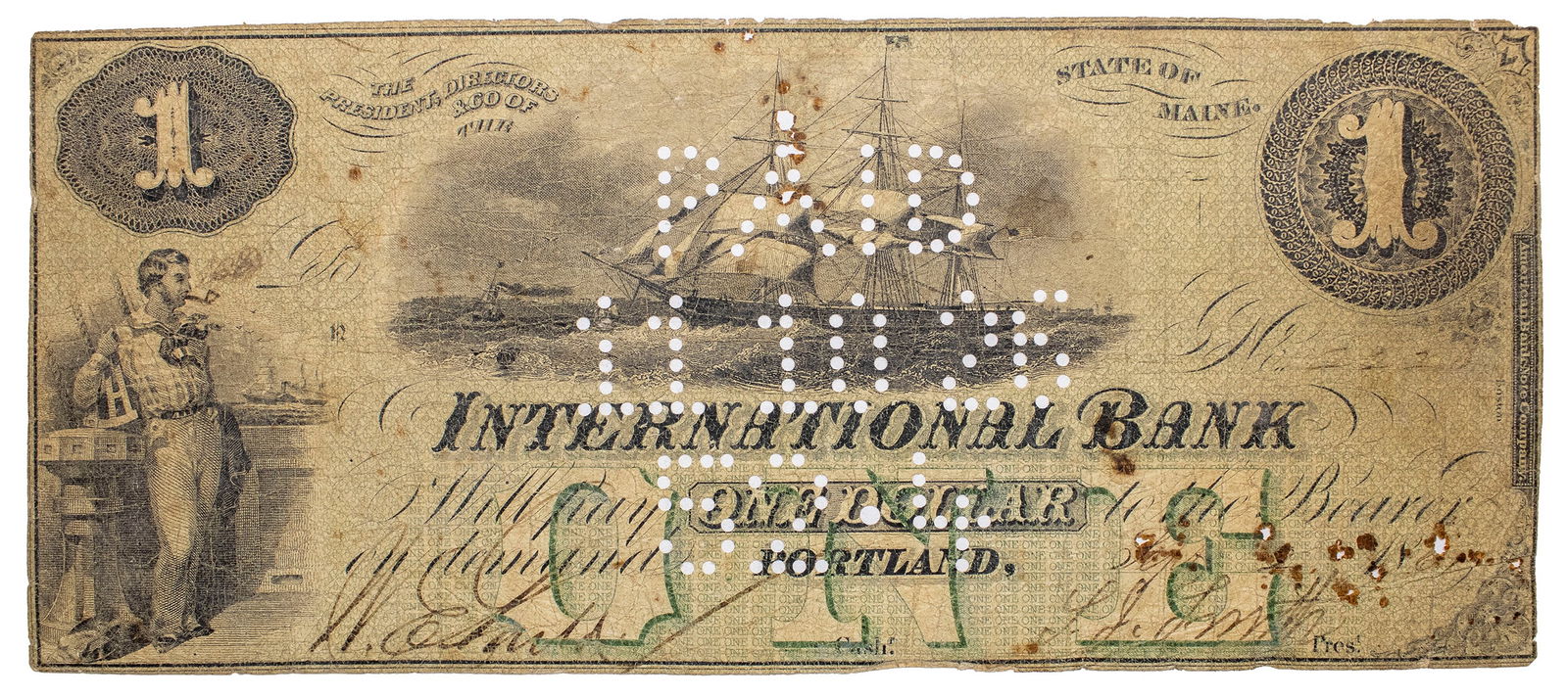 Maine. Portland. Vgfine 1 Note Auction