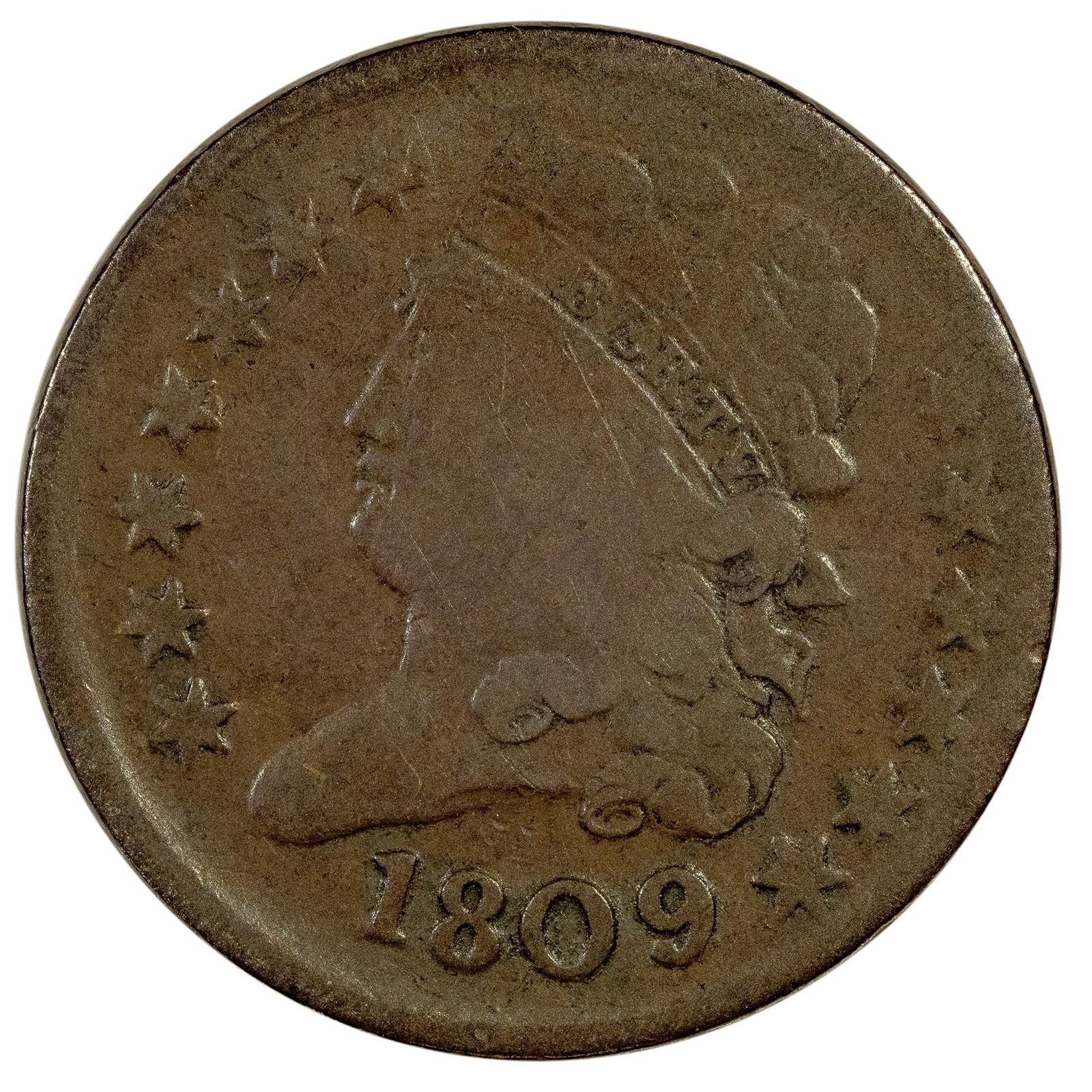 Choice Fine-15 "1809/6" Half Cent (1 of 2)