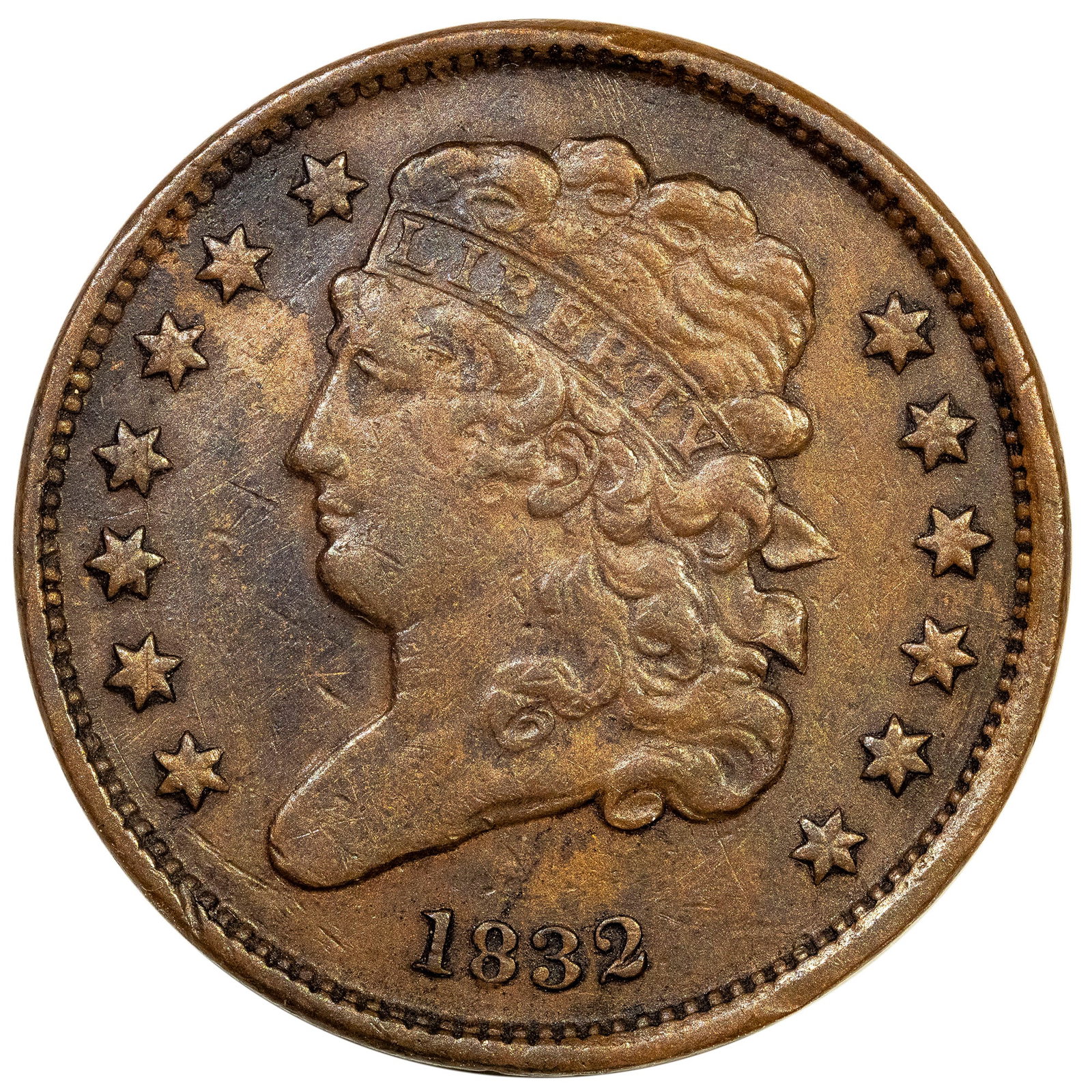 EF-40 Details 1832 Half Cent (1 of 2)
