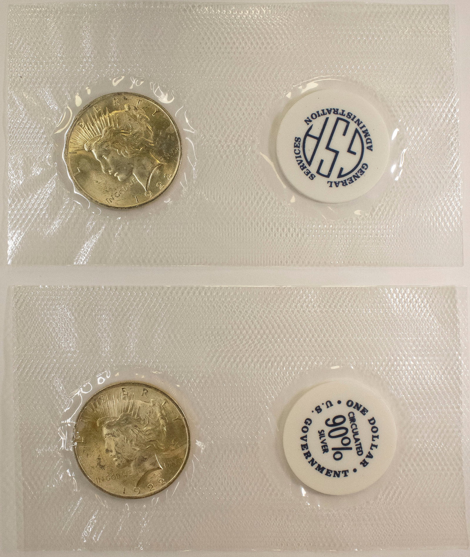Pair Of 1922 GSA Peace Dollars (1 of 1)