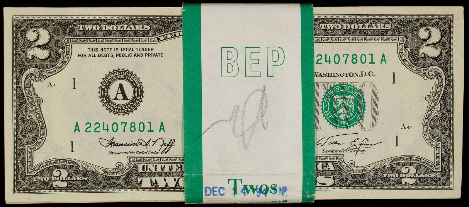 100 Note Consecutive Pack Of 1976 $2 Notes (1 of 2)