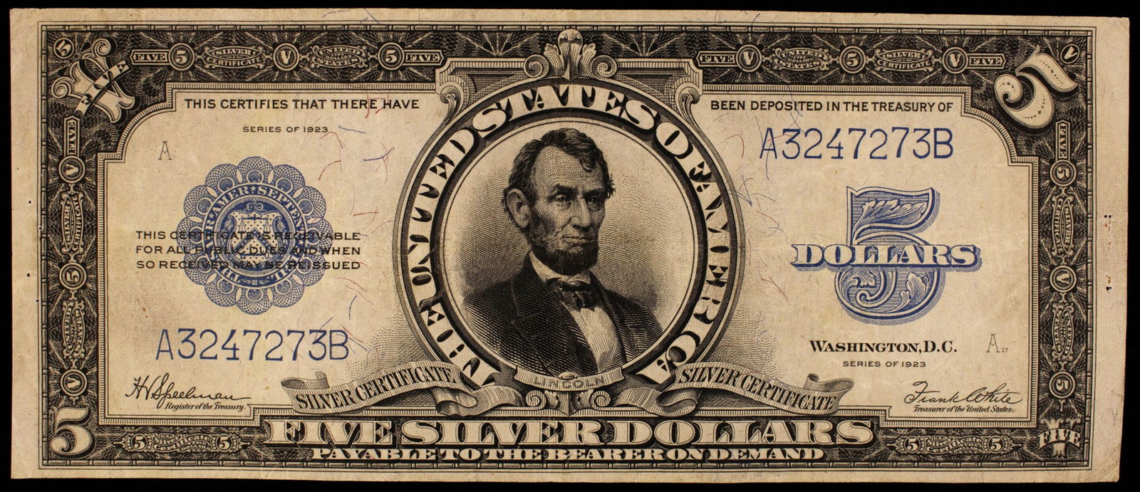 EF 1923 $5 Porthole Silver Dollar Note (1 of 2)