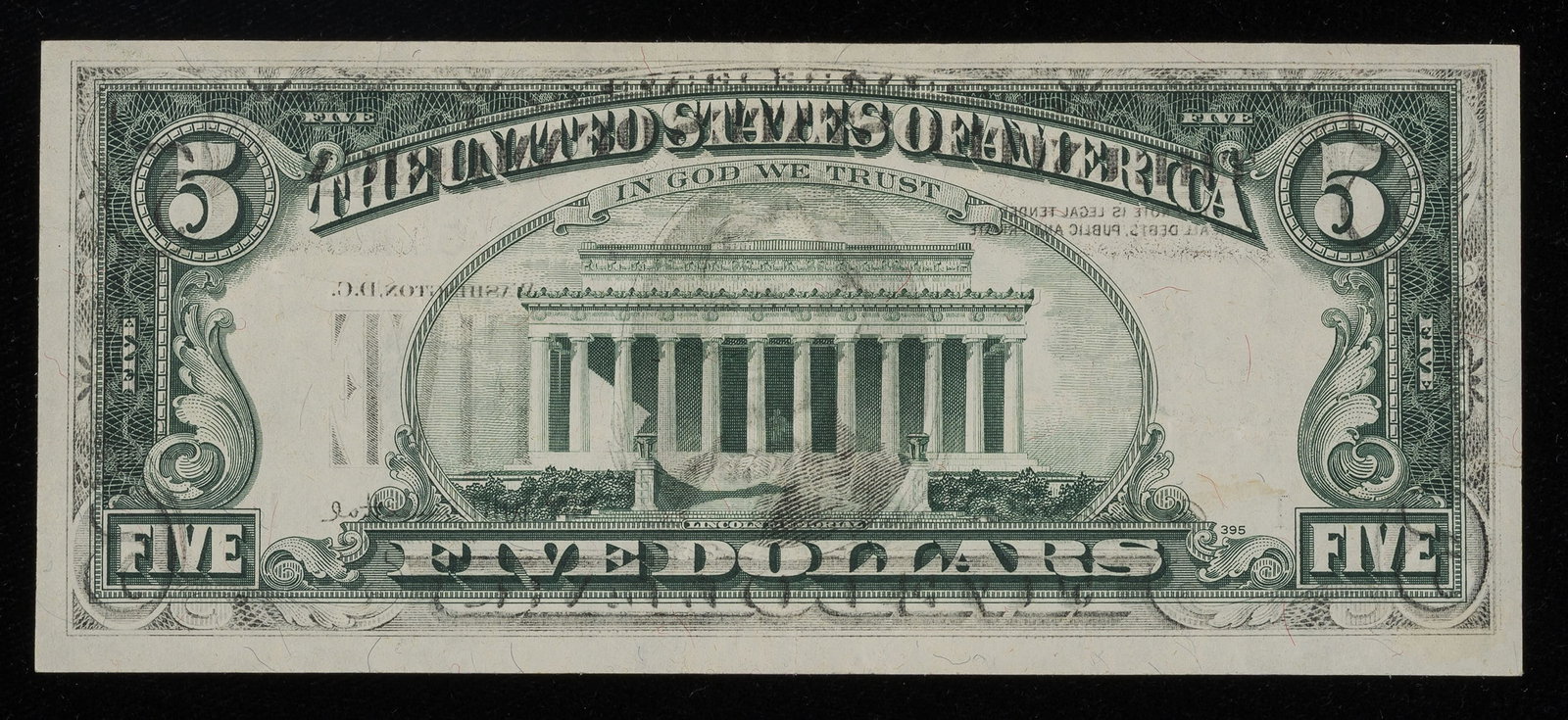 1977 $5 Front To Back Offset Ink Transfer Error (1 of 2)