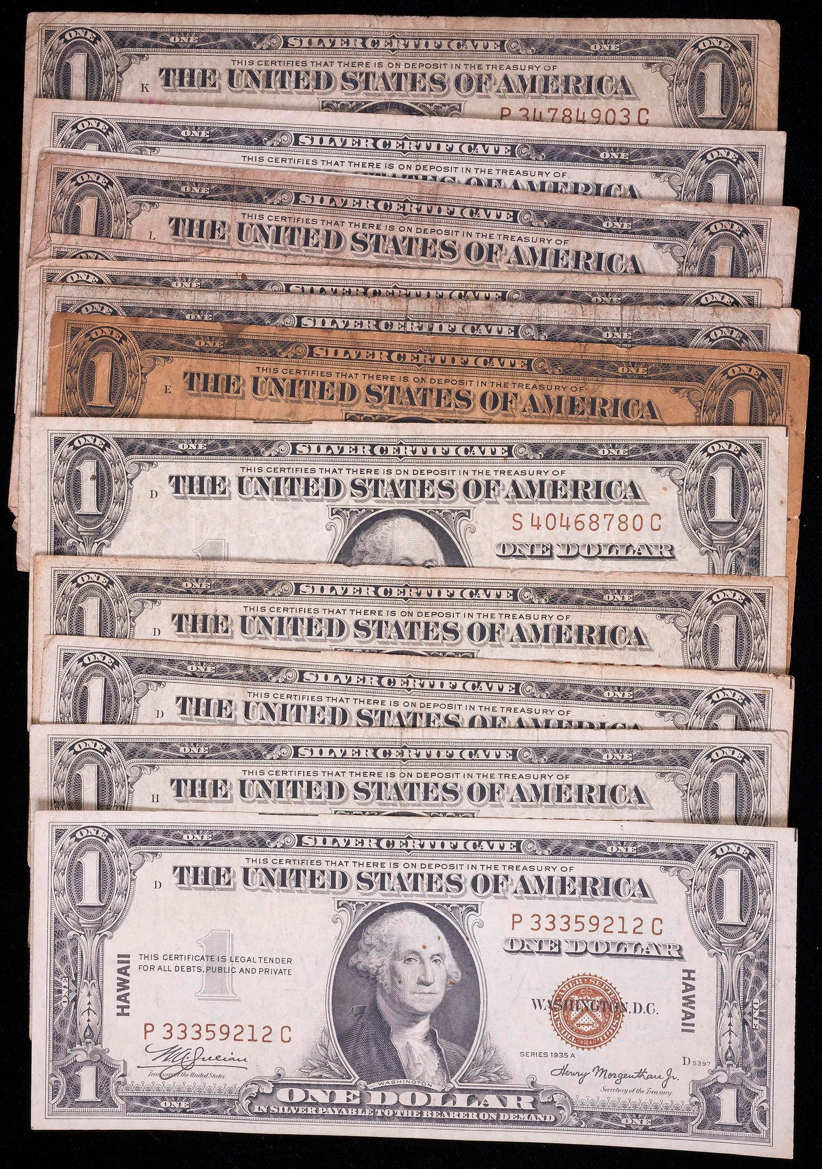 15 Pcs 1935-A Hawaii $1 Silver Certificates (1 of 1)