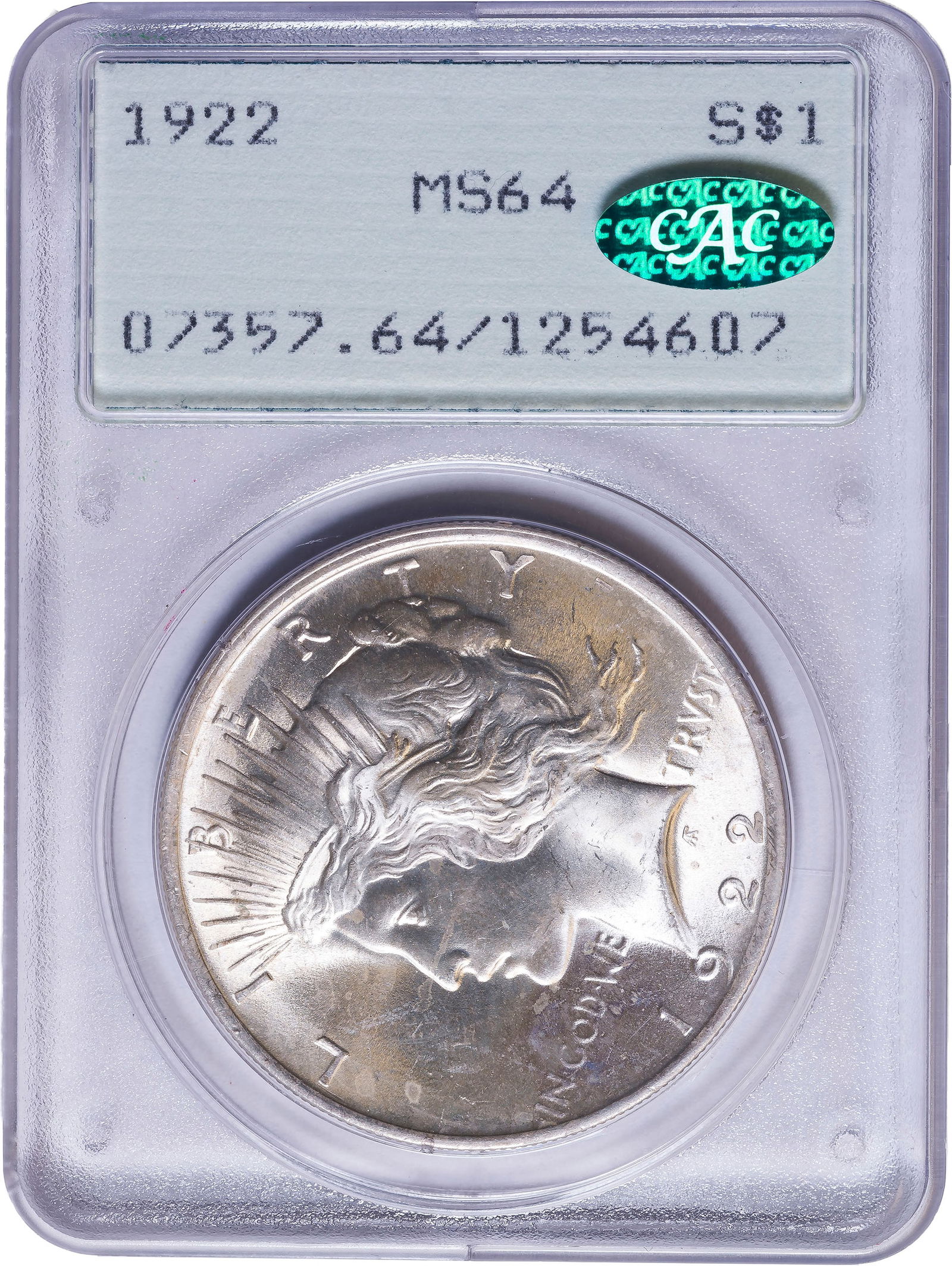 PCGS MS-64 CAC "Rattler" 1922 Peace Dollar (1 of 2)