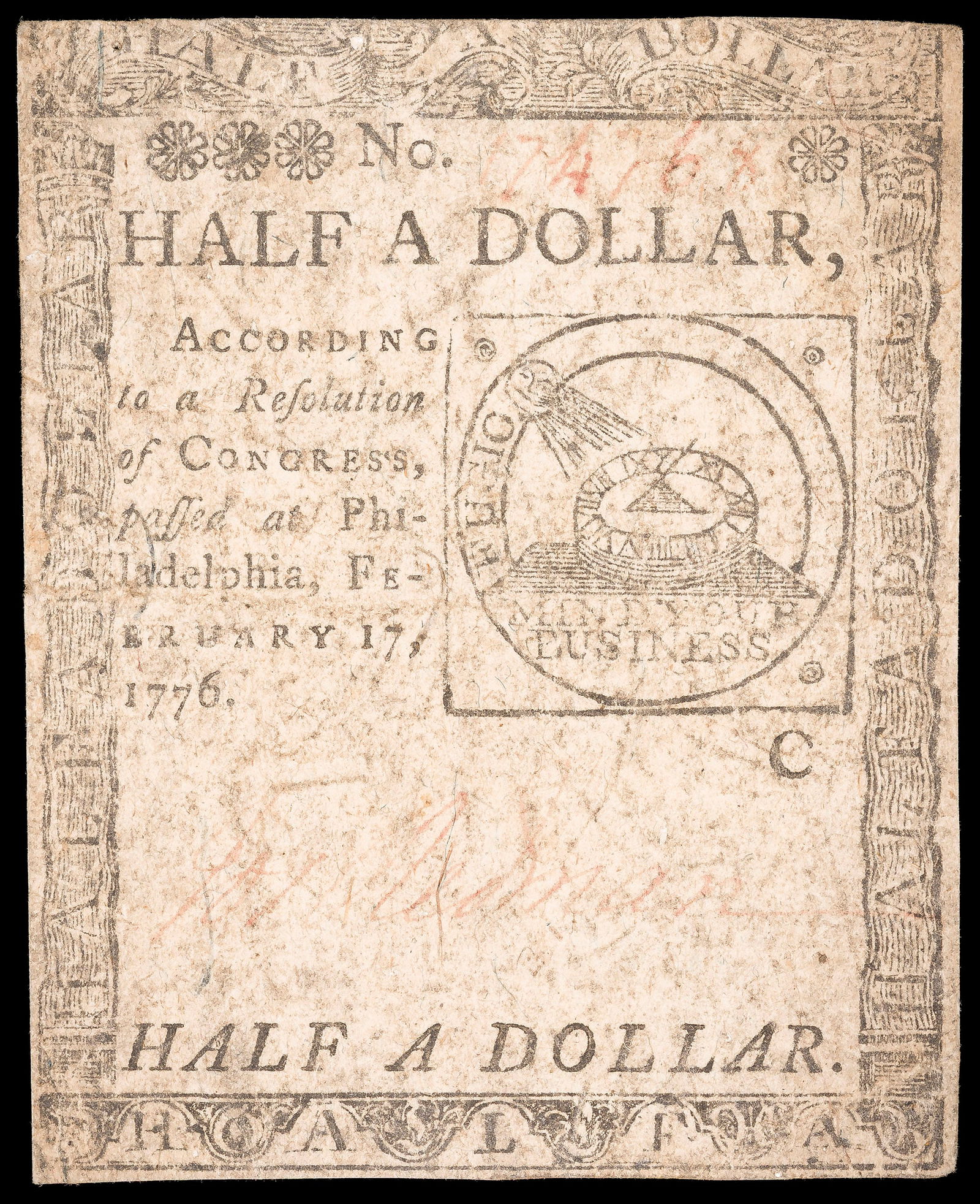 VF 1776 $1/2 Continental Currency (1 of 2)