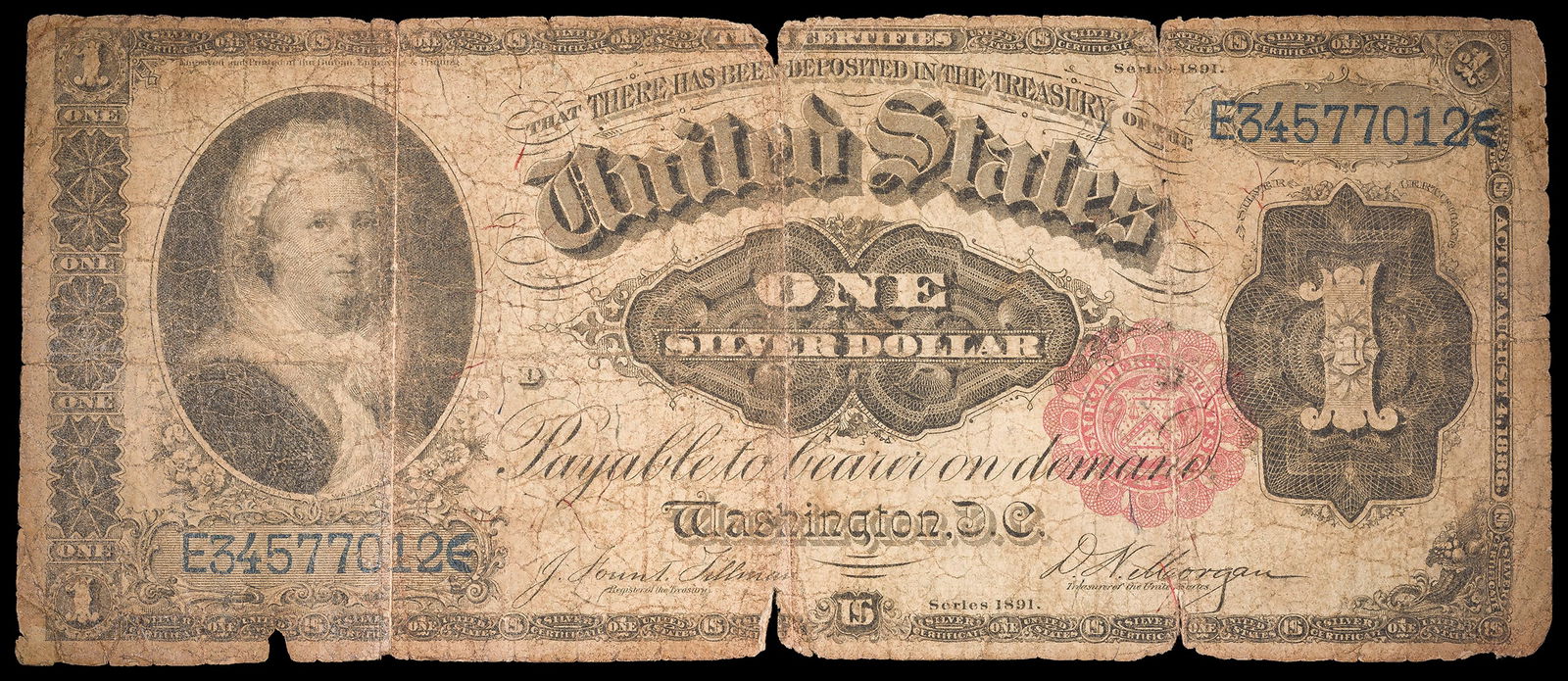 Good 1891 $1 Silver Certificate (1 of 2)