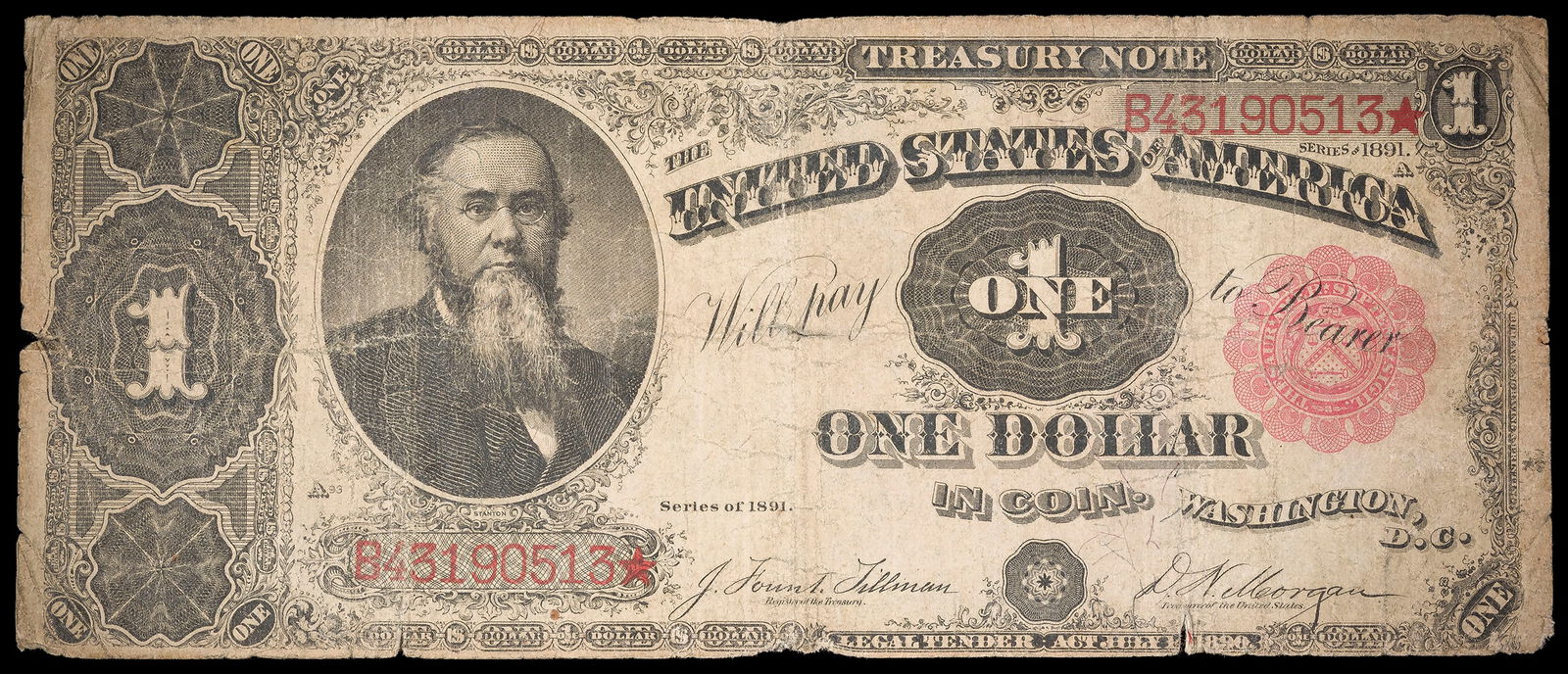 VG 1891 $1 Treasury Note (1 of 2)