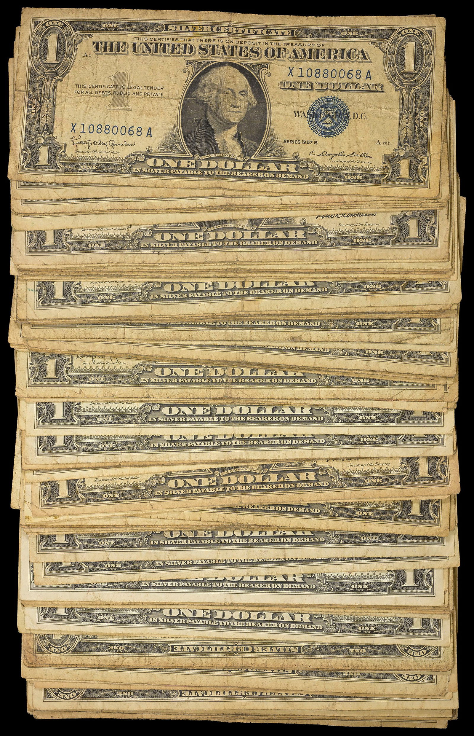 100 Pcs Ave. Circ 1957 Silver Certificates (1 of 1)
