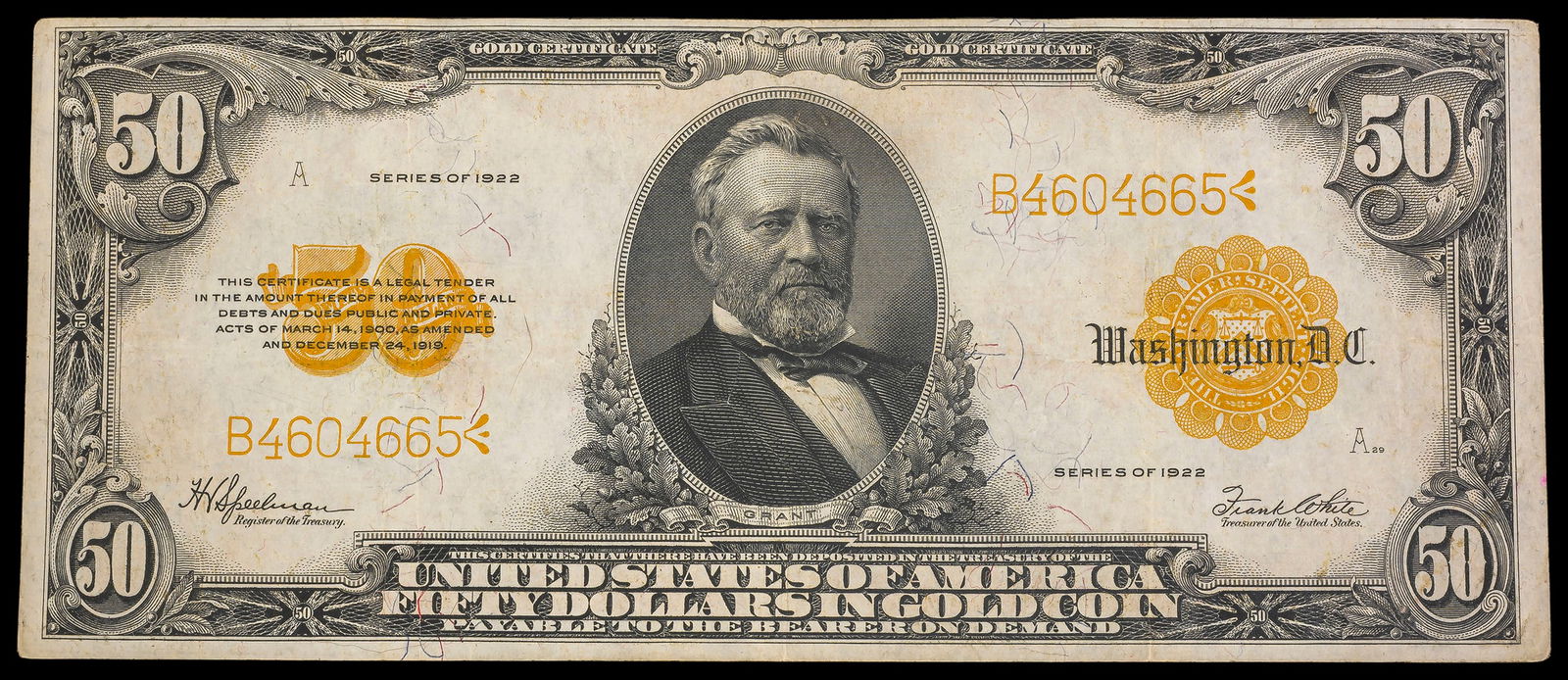 EF 1922 $50 Gold Certificate (1 of 2)