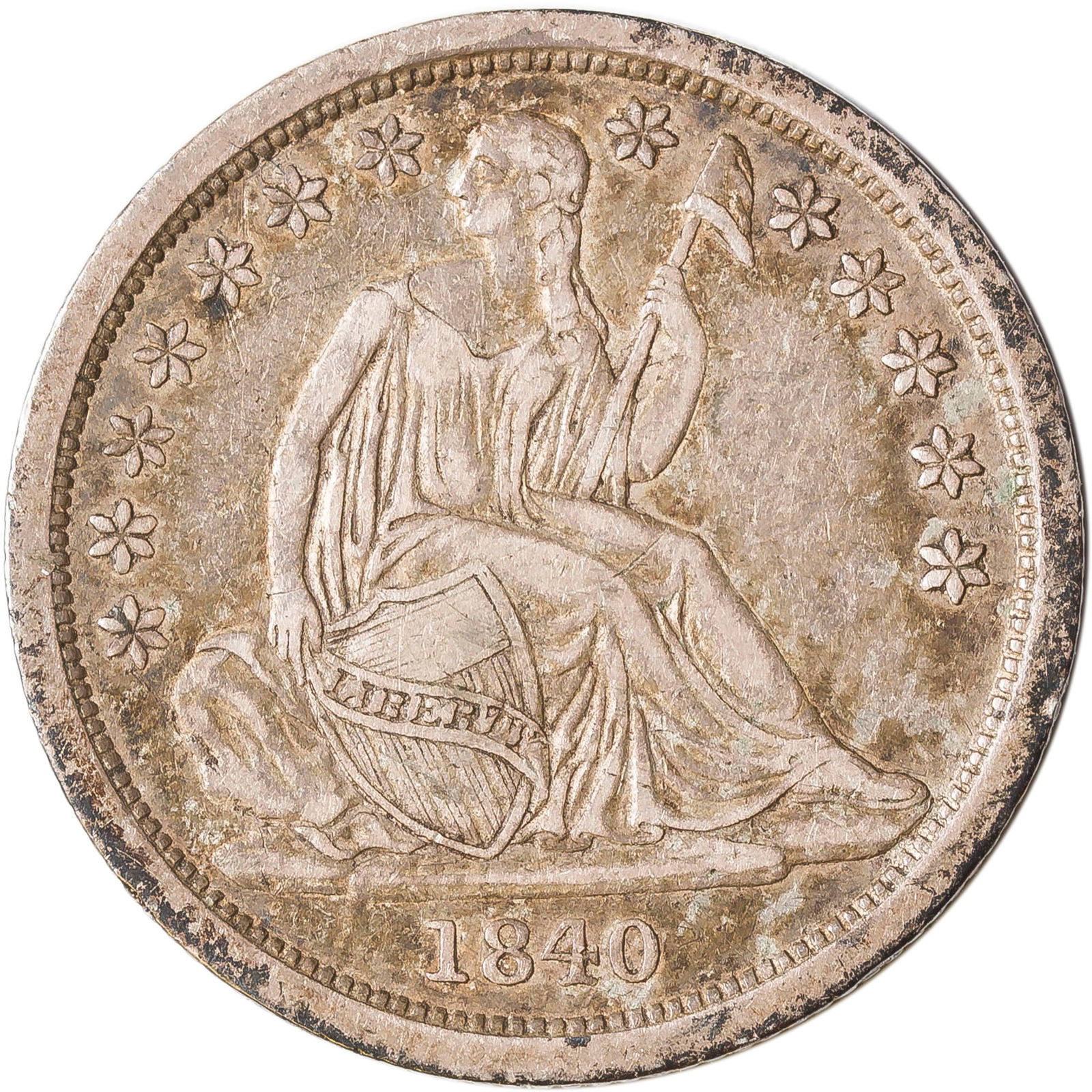 VF/EF-35 1840 No.Drap Seated Dime (1 of 2)