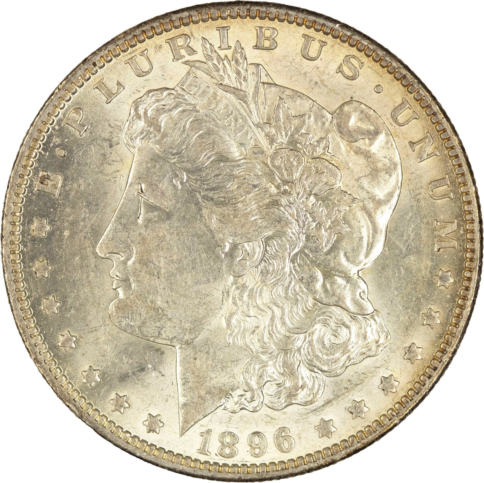 BU-60 1896-O Morgan Dollar: Shows a small and very minor reverse scratch that is easy to miss at first glance.