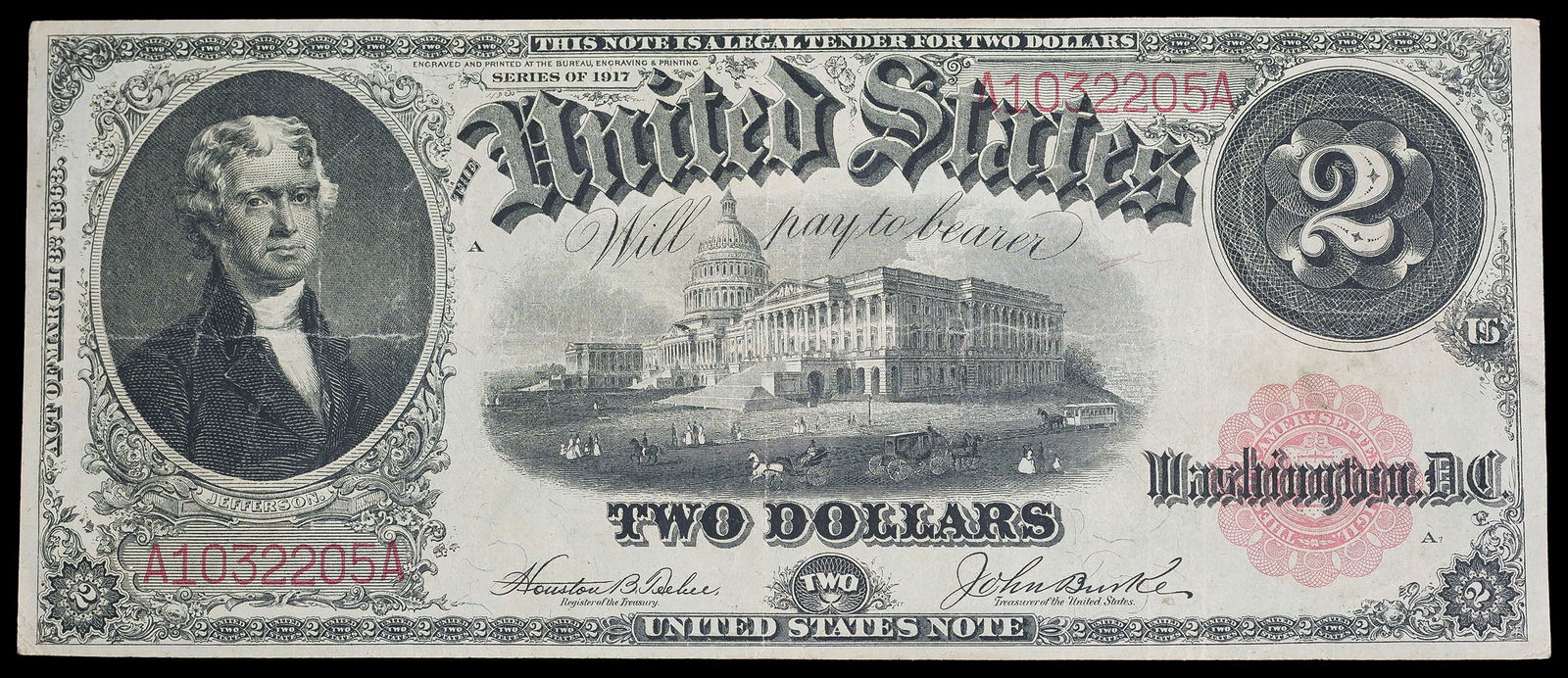 Nice VF+ 1917 $2 U.S. Note (1 of 2)