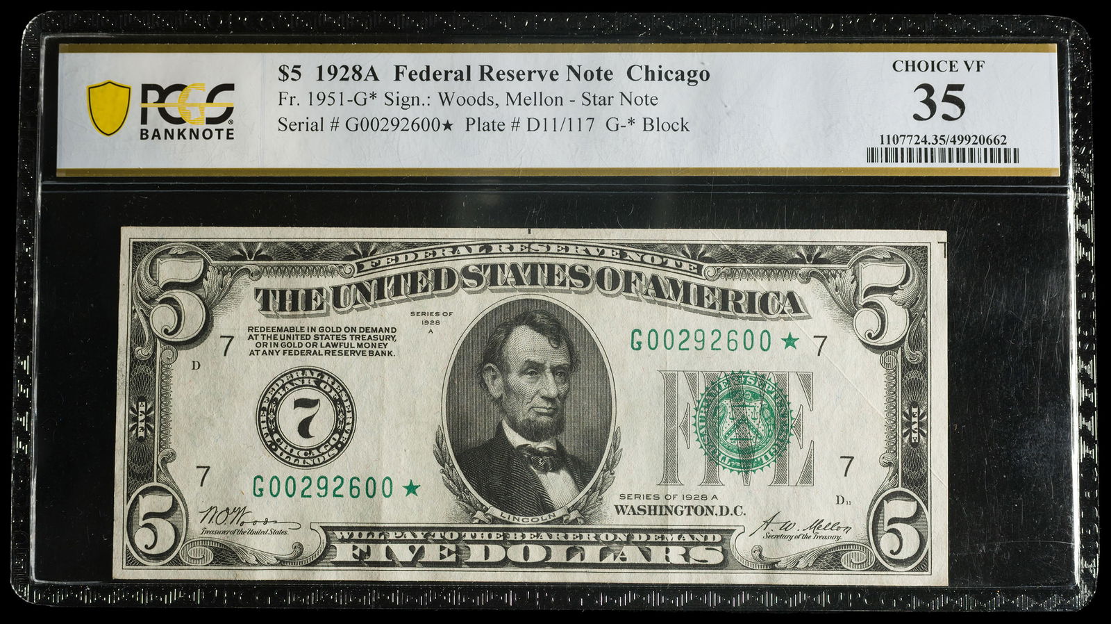 PCGS VF-35 Series 1928 A $5 Star Note (1 of 2)