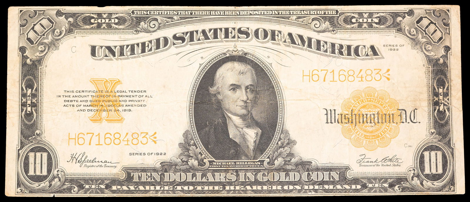 VF Series 1922 $10 Gold Coin Note (1 of 2)