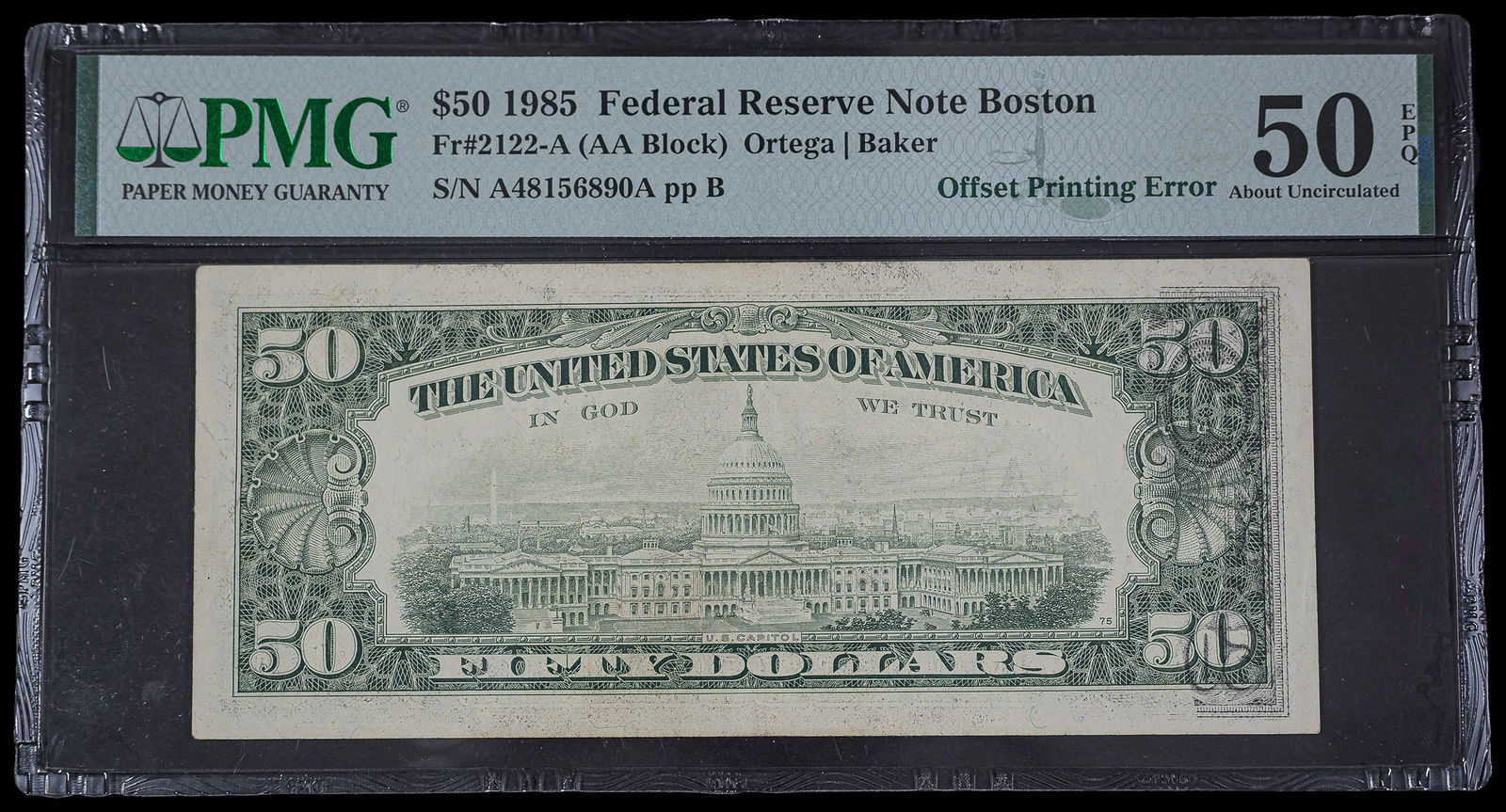 PMG-50 1985 $50 Error Note (1 of 2)