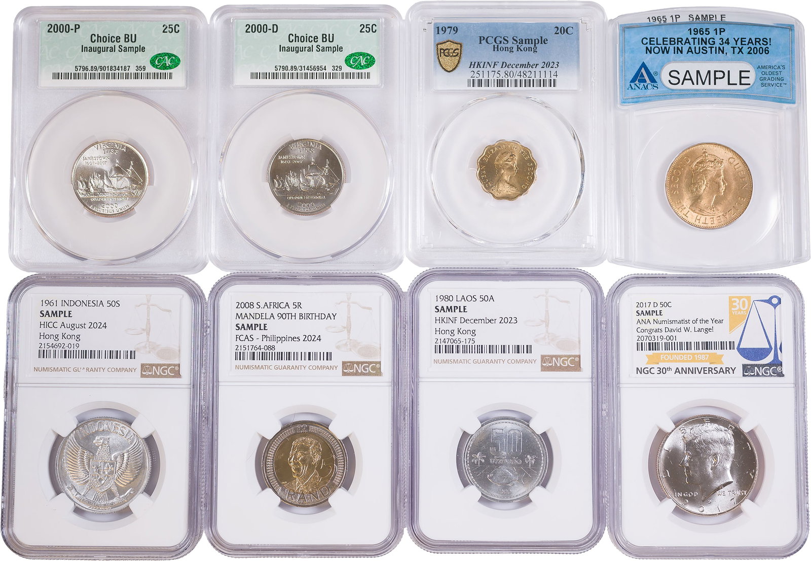 8 PCS Certified Sample Coins (1 of 2)
