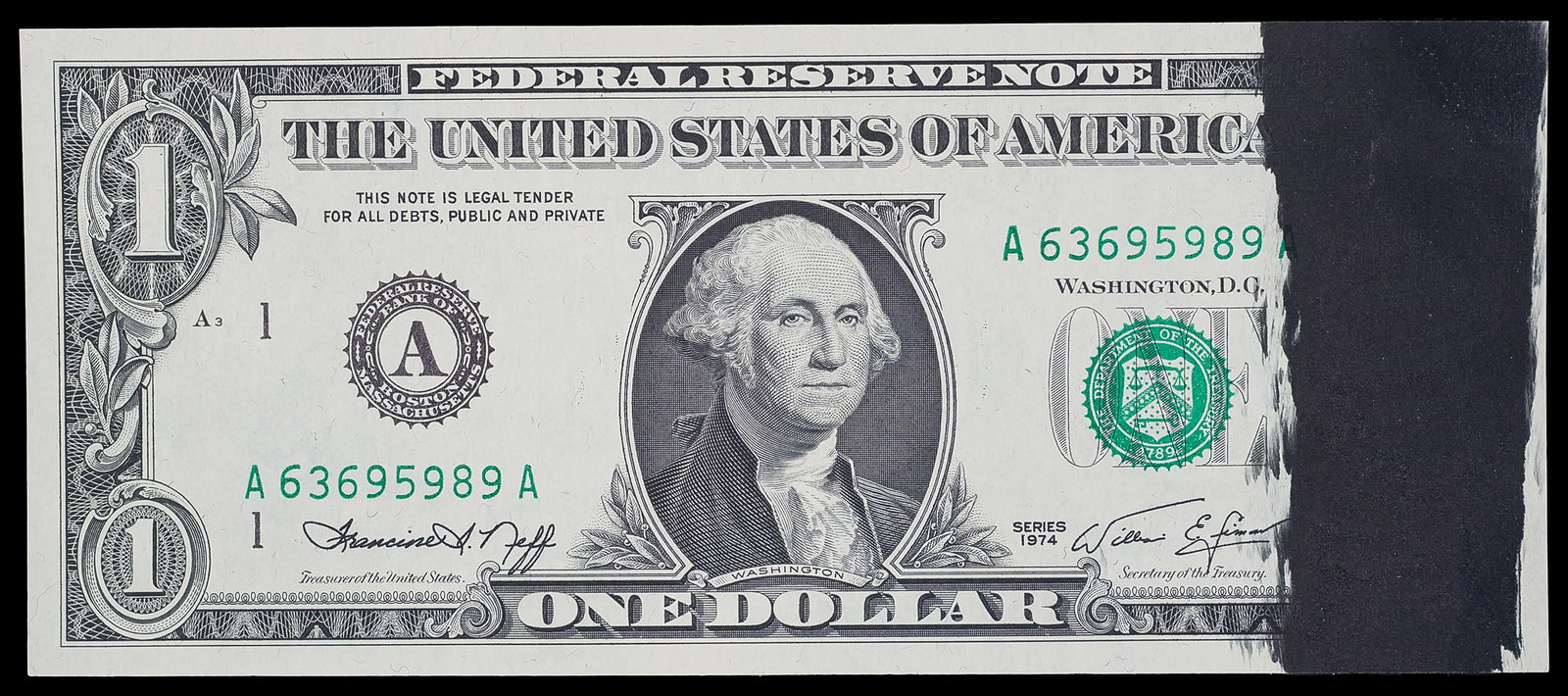 CU 1974 $1 Error Note (1 of 2)