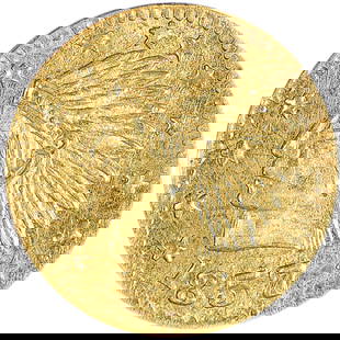 Choice Unc 1857 California Gold Token: Bright and lustrous with a decided olive glow. An "original" gold token of the era, and not to be confused with the later pseudo-gold charm pieces of the early 1900s and later.