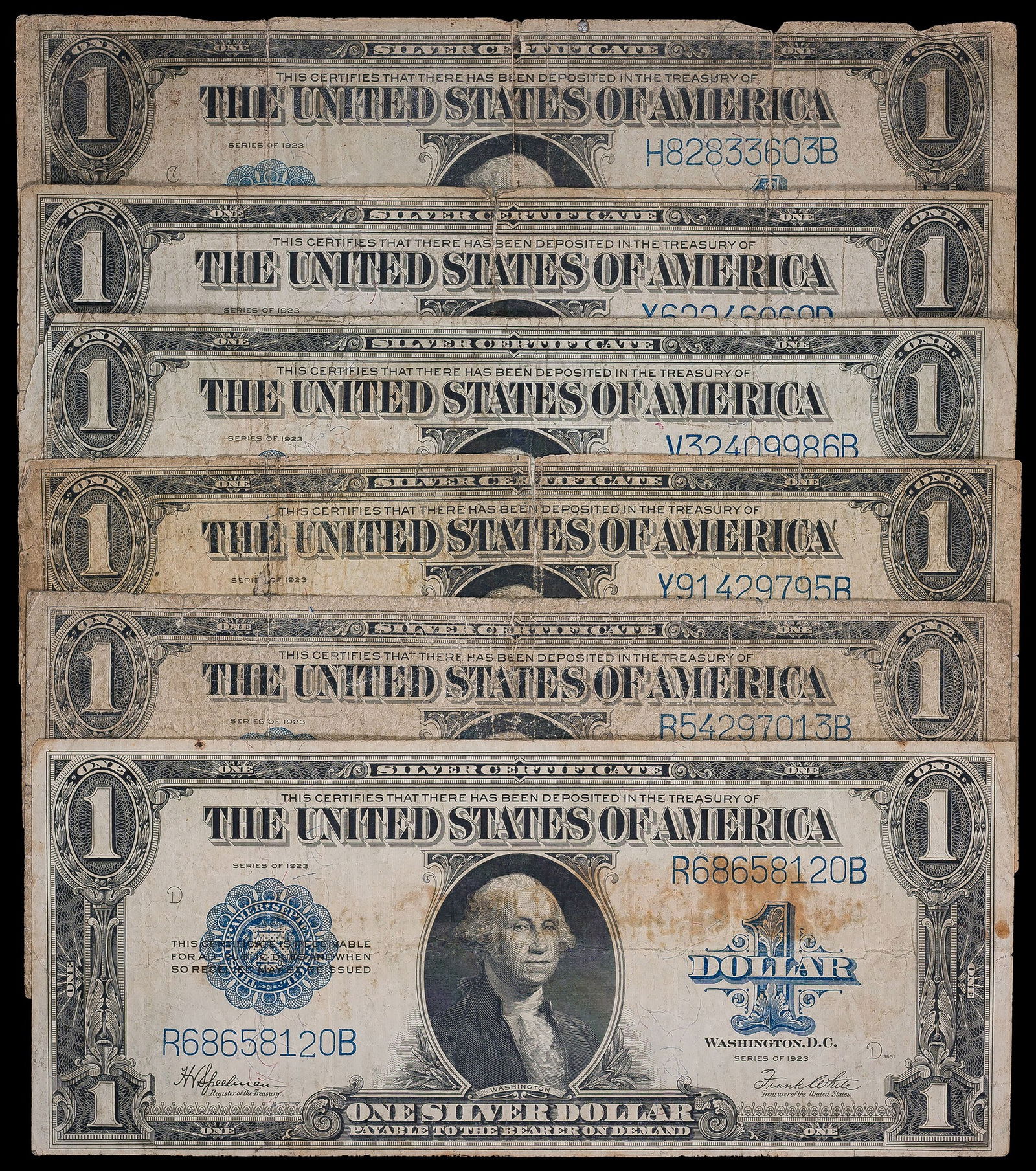 6 Pieces 1923 $1 Silver Certificates (1 of 1)