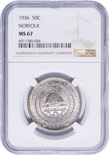 NGC MS-67 Norfolk Half Dollar: A superb original example.