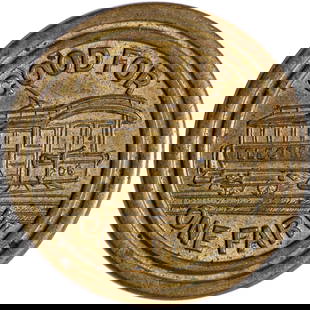 Maine. Lewiston. Undated EF-AU Merchant Token.: Brass. Early 20th-Century issue. L&A Rail Company. One Fare token. As neat as it is rare!